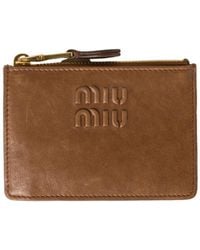 Miu Miu - Logo-Embossed Zipped Cardholder - Lyst