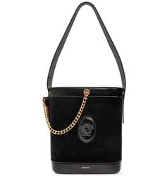 Versace - Chain-Detail Leather Bucket Bag - Lyst