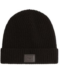 Dolce & Gabbana - Logo-Patch Ribbed Beanie Hat - Lyst