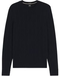 BOSS - Boss Cable-Knit Crewneck Jumper - Lyst