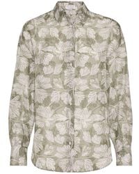 Brunello Cucinelli - Floral Printed Buttoned Shirt - Lyst