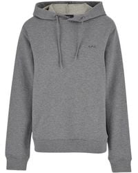 A.P.C. - Logo Embroidered Drawstring Hoodie - Lyst