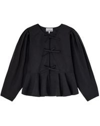 Ganni - Bow Peplum Blouse - Lyst