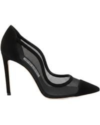 Jimmy Choo - Brigitte Mesh-Panel Suede Heeled Pumps - Lyst