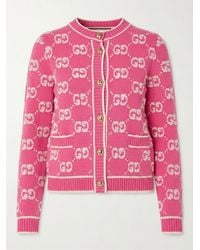 Gucci - Elegant Wool Cardigan With Gg Bouclé Jacquard - Lyst