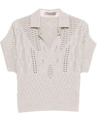D.exterior - Openwork Polo Knit Top - Lyst