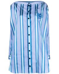 Etro - Logo Embroidered Striped Button-Up Shirt - Lyst