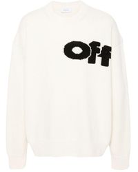Off-White c/o Virgil Abloh - Off- Crew Neck Sweater With Logo - Lyst