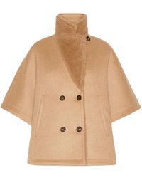 Max Mara - Camel Wool Double-Breasted Cape - Lyst
