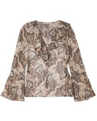 Veronica Beard - Kyrie Ruffled Paisley-Print Silk-Georgette Blouse - Lyst