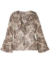 Veronica Beard - Kyrie Ruffled Paisley-Print Silk-Georgette Blouse - Lyst