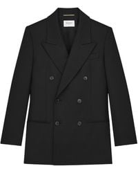 Saint Laurent - Double-Breasted Long-Sleeved Blazer - Lyst