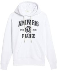 Ami Paris - Logo-Printed Long-Sleeved Drawstring Hoodie - Lyst