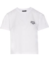 A.P.C. - Logo Embroidered Crewneck T-Shirt - Lyst