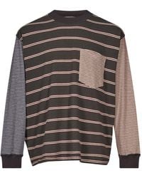 Song For The Mute - Patchwork Striped T-Shirt - Lyst