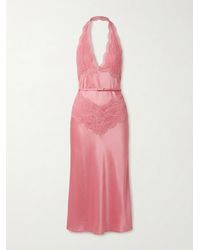 Gucci - Lace Detailed Satin Dress - Lyst