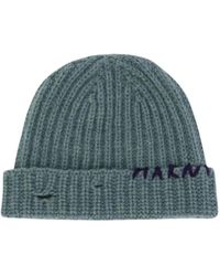Marni - Logo Embroidered Ribbed Beanie - Lyst