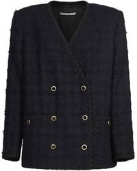 Alessandra Rich - Check Tweed Double-Breasted Blazer - Lyst