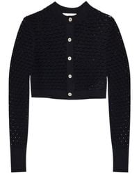 Lanvin - Openwork-Knit Cropped Cardigan - Lyst