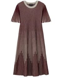 Emporio Armani - Striped Short-Sleeve Midi Dress - Lyst