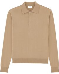 Saint Laurent - Button Detailed Ribbed-Knit Polo Shirt - Lyst