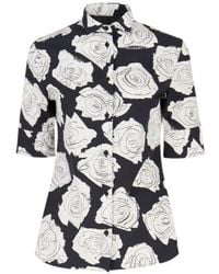 Marni - Poplin Short-Sleeve Shirt With Luna Print - Lyst