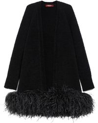 Max Mara - Studio Feather Detailed Open Front Cardigan - Lyst