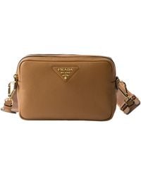 Prada - Logo Detailed Zipped Medium Crossbody Bag - Lyst