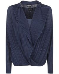 Giorgio Armani - Pleated Draped V-Neck Top - Lyst