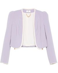 Elisabetta Franchi - Contrast-Trim Open-Front Jacket - Lyst