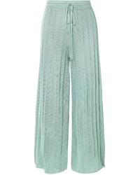 Calle Del Mar - Ribbed Knit Wide-Leg Trousers - Lyst