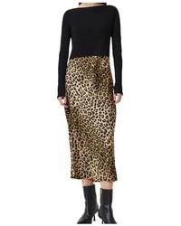 AllSaints - Leopard Printed Off-Shoulder Dress - Lyst