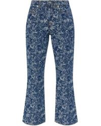 Ganni - Floral-Jacquard Jeans - Lyst