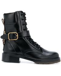 Chloé - Logo Clasp Laced Boots - Lyst