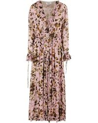 MSGM - Abstract-Print Ruffle-Detailing Dress - Lyst
