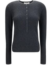 Lisa Yang - Airi Ribbed Henley Knitted Sweater - Lyst