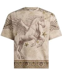 Etro - Cotton Jersey T-Shirt With Placed Pegaso Print - Lyst