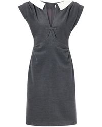 ShuShu/Tong - Gathered Wool-Blend Midi Dress - Lyst