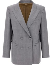Blazé Milano - Double-Breasted Curved-Pocket Blazer - Lyst
