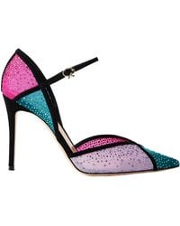 Gianvito Rossi - 95 Suede-Trimmed Crystal-Embellished Mesh Pumps - Lyst
