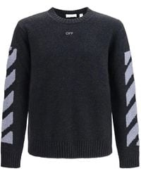 Off-White c/o Virgil Abloh - Diag Fuzzy Crewneck Knitted Jumper - Lyst
