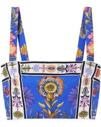Borgo De Nor - Cropped Floral-Print Cotton-Poplin Top - Lyst