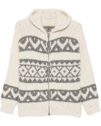 Peserico - Fair Isle-Knit Zip-Up Hoodie - Lyst
