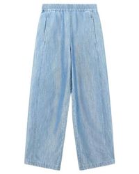 Emporio Armani - Wide-Leg Metal-Look Denim Trousers With An Elastic Waist - Lyst
