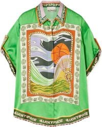 ALÉMAIS - Lucky Pace Printed Silk-Satin Shirt - Lyst