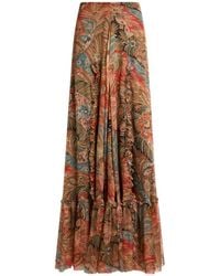 Etro - Paisley Ruffled Maxi Skirt - Lyst