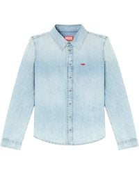 DIESEL - De-Eazy Logo Embroidered Denim Shirt - Lyst