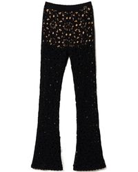 Twinset - Floral-Crochet Flared Trousers - Lyst