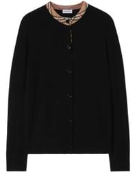 Burberry - Check Trim Wool Cardigan - Lyst
