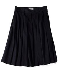 Miu Miu - Waxed Suede Pleated Midi Skirt - Lyst